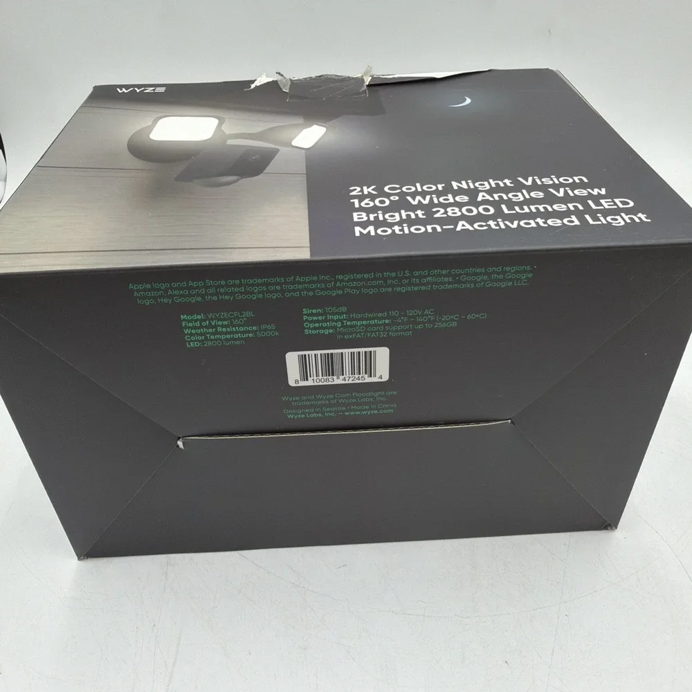 Wyze Cam Floodlight V2 Motion-Activated 2K HD Color Night Vision Camera